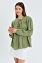 Mixray Lace-Up Collar Loose Long Sleeve Shirt - 5