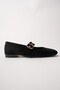 Halsey Gold Buckle Leather Women's Ballerina Shoes - 3