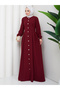 WOMEN'S GOLD BUTTONED CREPE DRESS HIJAB - 3