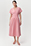 Short Sleeve V-Neck Slim Fit Midi Dress with Pockets - 5