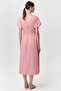 Short Sleeve V-Neck Slim Fit Midi Dress with Pockets - 3