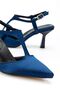 Lorea Women's Navy Blue Satin Pointed Toe Thin Heeled Shoes - 3