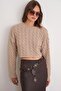 Mixray Hair Braid Patterned Round Neck Sweater - 4