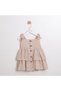 Striped Fabric Girls' Dress with Wooden Buttons