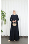 Long Ferace with Layers and Flounces on the Front with Zipper, Navy Blue Hnt7028 - 4