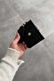 Crocodile Patterned Black Velina Minimal Wallet with Keychain and Card Holder Detail - 3