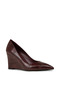 Women's Burgundy Crocodile Patterned Heeled Shoes - 5
