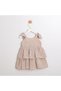 Striped Fabric Girls' Dress with Wooden Buttons - 2
