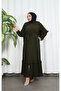 Ferace Khaki with Ruffles on Skirt and Sleeves Hnt7129 - 7