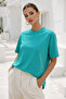 Women's Turquoise Premium Modal Fabric Oversize T-Shirt - 4