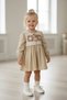 My Little One's Clothes (9-24 Months) Vintage Embroidered Collar Detailed Bowknot Baby Girl Dress - Cream - 3