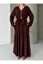 Viscose Fabric Zipper Detailed Top and Bottom Set Brown - 5