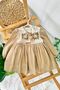 My Little One's Clothes (9-24 Months) Vintage Embroidered Collar Detailed Bowknot Baby Girl Dress - Camel - 4