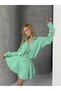 Women's Tencel Fabric Flounce Mini Dress Green - 3
