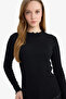 E9540Axbk27 Black Ribbed Camisole T-Shirt Tunic - 3
