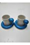 Handmade Blue Dragee Series 4-Piece Coffee Cup Set for 2 People