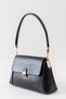 Arden Gold Detailed Retro Leather Look Vintage Model Patent Leather Black Women's Baguette Shoulder Bag - 3
