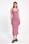 Women's Striped Strappy Cotton Polyester Stretchy Midi Dress