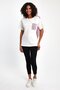 Women's Asymmetrical Detailed Cotton T-Shirt with Striped Pieces, Loose Cut White T-Shirt