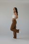 Christian Lycra Women's Brown Super High Waist Loose Leg Denim Jeans Palazzo Loose - 7