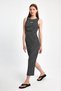 Women's Striped Strap Midi Dress Stretchy Fabric Black White Casual Summer Dress - 6