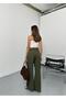New Season Double Pleated Woven Fabric Buttoned Wide-Let Palazzo High Waist Pants - 5