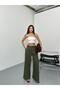 New Season Double Pleated Woven Fabric Buttoned Wide-Let Palazzo High Waist Pants - 6