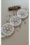 Dowry Hand Knitted 3-Piece Heart Gold Glitter Yarn Set - 2