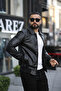 Seasonal Men's Faux Leather Jacket with Elastic Waist - 2