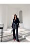 Midnight Power Single Button Oversize Blazer & Wide Leg Pants Women's Set - 2