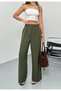 New Season Double Pleated Woven Fabric Buttoned Wide-Let Palazzo High Waist Pants - 9