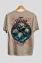 Skadi Back Printed Beige Oversize T-Shirt Men's Women's Cotton Crew Neck T-Shirt - 2