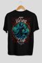 Loke Back Printed Black Oversize T-Shirt Men's Women's Cotton Crew Neck T-Shirt - 2