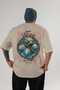 Skadi Back Printed Beige Oversize T-Shirt Men's Women's Cotton Crew Neck T-Shirt