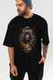 Loke 2 Front Printed Black Oversize T-Shirt Men's Women's Cotton Crew Neck T-Shirt - 7