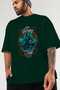 Loke Front Printed Green Oversize T-Shirt Men Women Cotton Crew Neck T-Shirt - 3
