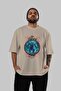 Ymir Front Printed Beige Oversize T-Shirt Men's Women's Cotton Crew Neck T-Shirt - 5