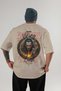 Loke 2 Back Printed Beige Oversize T-Shirt Men's Women's Cotton Crew Neck T-Shirt