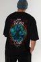 Loke Back Printed Black Oversize T-Shirt Men's Women's Cotton Crew Neck T-Shirt - 7