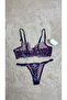 Women's Flower-Detail Navy Blue Bralet Set - 2