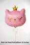 Crowned Pink Cat Head Foil Balloon Birthday Party Decoration