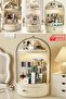 Beige 360 Rotating Stand Cosmetic Organizer with Drawers, Stylish and Practical Makeup Storage