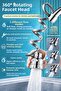 Splash-Proof 75 cm Hose Faucet Head 360 °   Rotary 3-Mode Pressure Water Saver - 2