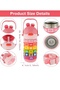 Stainless Steel School Water Bottle - Four-Process Educational - 430ml - Thermos Water Bottle with Straw and Hanging Handle - 3