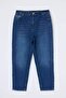 Mavi Yüksek Bel Beli Lastikli %100 Pamuk Non-Stretch Büyük Beden Mom Jeans TBBSS26CJ00026 - 5