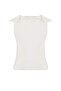 Ecru Fitted/V-Neck Flounced/Ruffled Soft Knitted Blouse Twoss26Bz00359 - 6