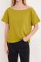 Yağ Yeşili %100 Pamuk Oversize/Geniş Kalıp Kayık Yaka Örme T-Shirt TWOSS20TS0140 - 4