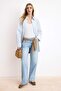 Açık Mavi More Sustainable DÖKÜMLÜ Normal Bel %100 Pamuk Wide Leg Jeans TWOSS26JE00135 - 3