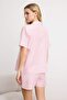 Pembe 3'lü Çeyiz Set Çizgili İp Askılı Poplin Bra-Gömlek-Şortlu Dokuma Pijama Takımı THMSS24PT00121 - 5