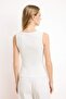 Ecru Regular Pool Neck Thick Strap Sleeveless Ribbed Stretchy Knitted Tank Top Twoss26Al00028 - 4